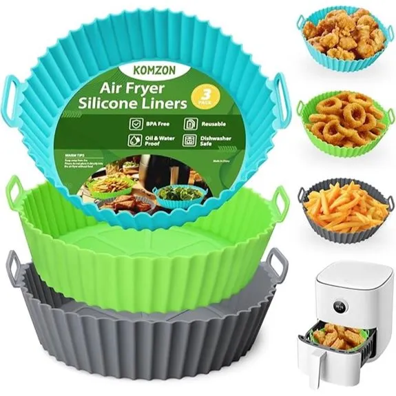 3-Pack 8-Inch Air Fryer Silicone Liners