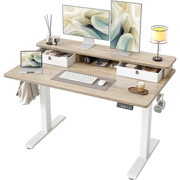 TIQLAB Standing Desk with Drawers Adjustable Height