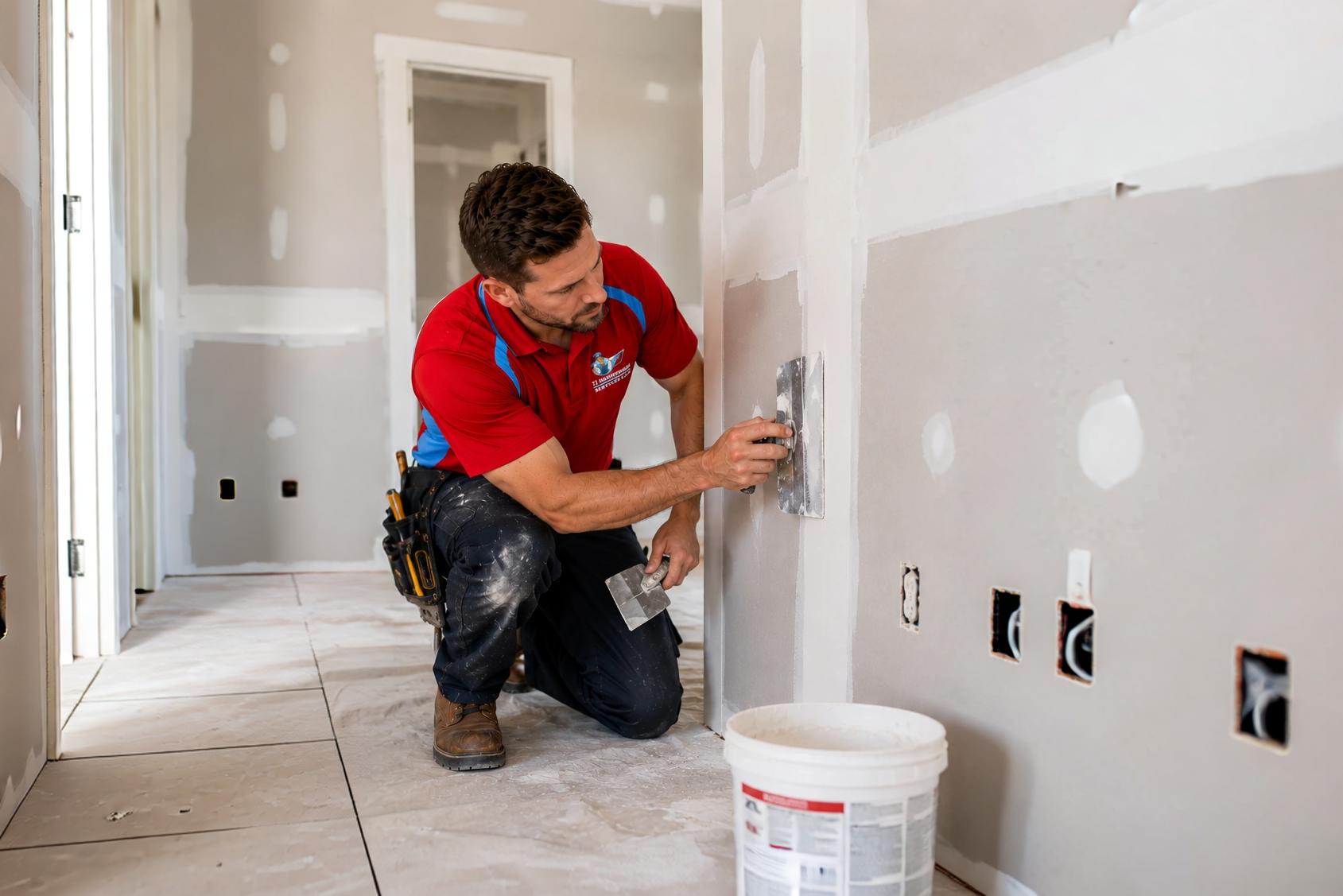 A worker is working for drywall finishing in orlando FL