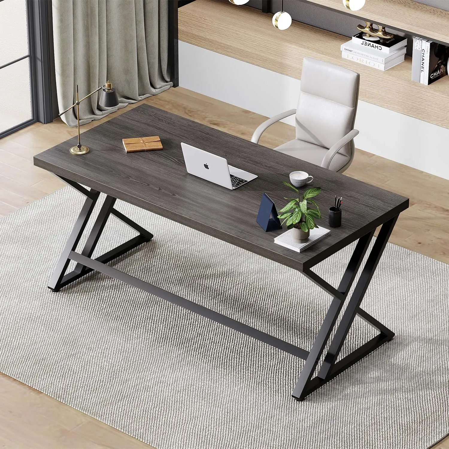 Yed kafa kafa kwamfuta tebur, Duhu oak 55 Inch_01
