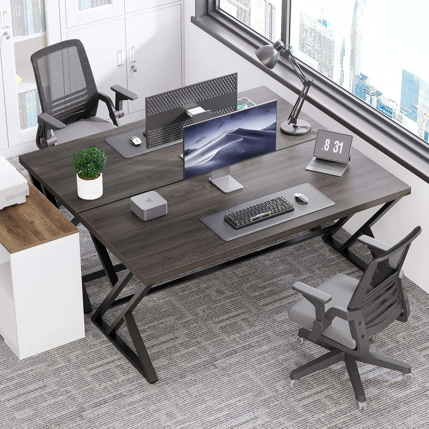 Yed kafa kafa kwamfuta tebur, Duhu oak 55 Inch_04