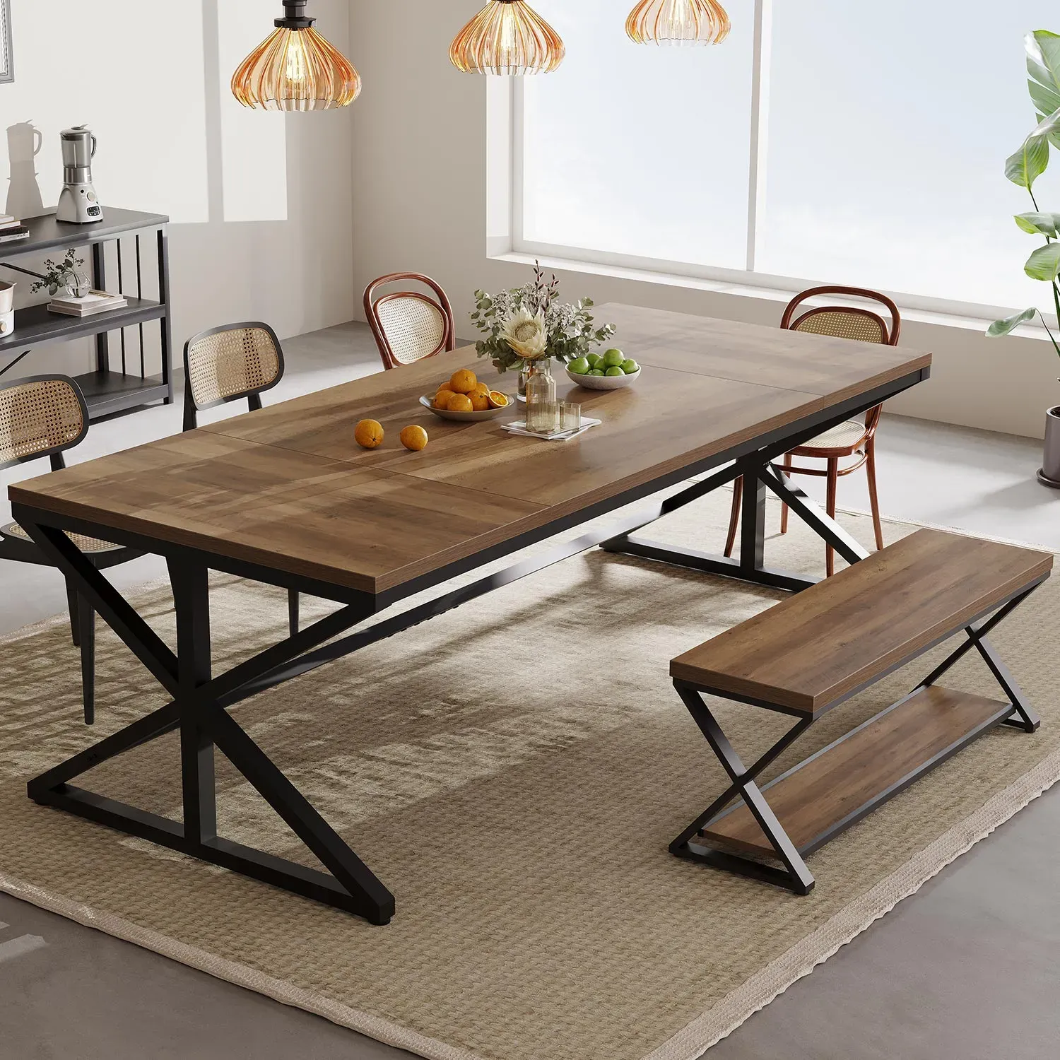 70.86 Inch Computer Desk, Rustic Oak_03