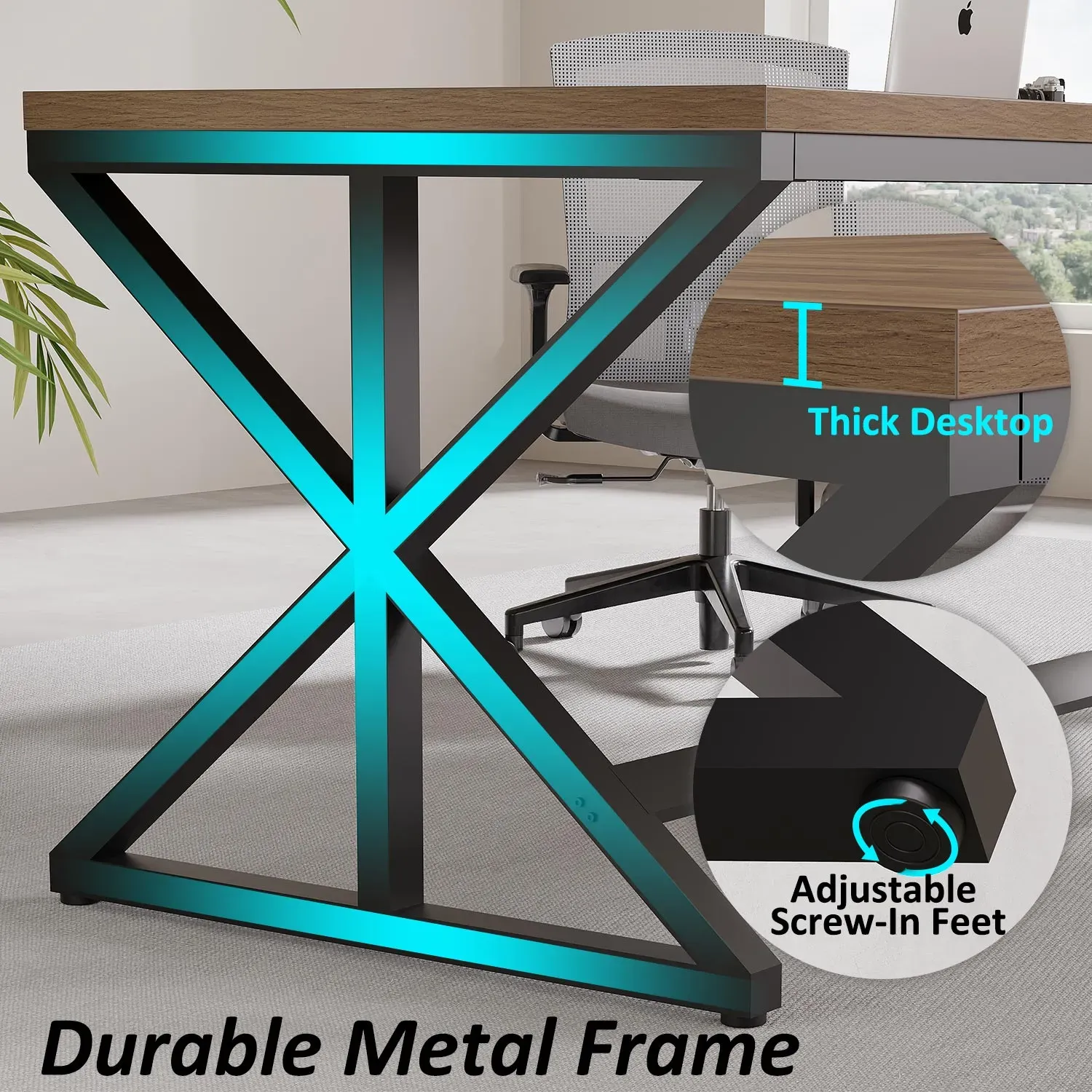 70.86 Inch Computer Desk, Rustic Oak_07
