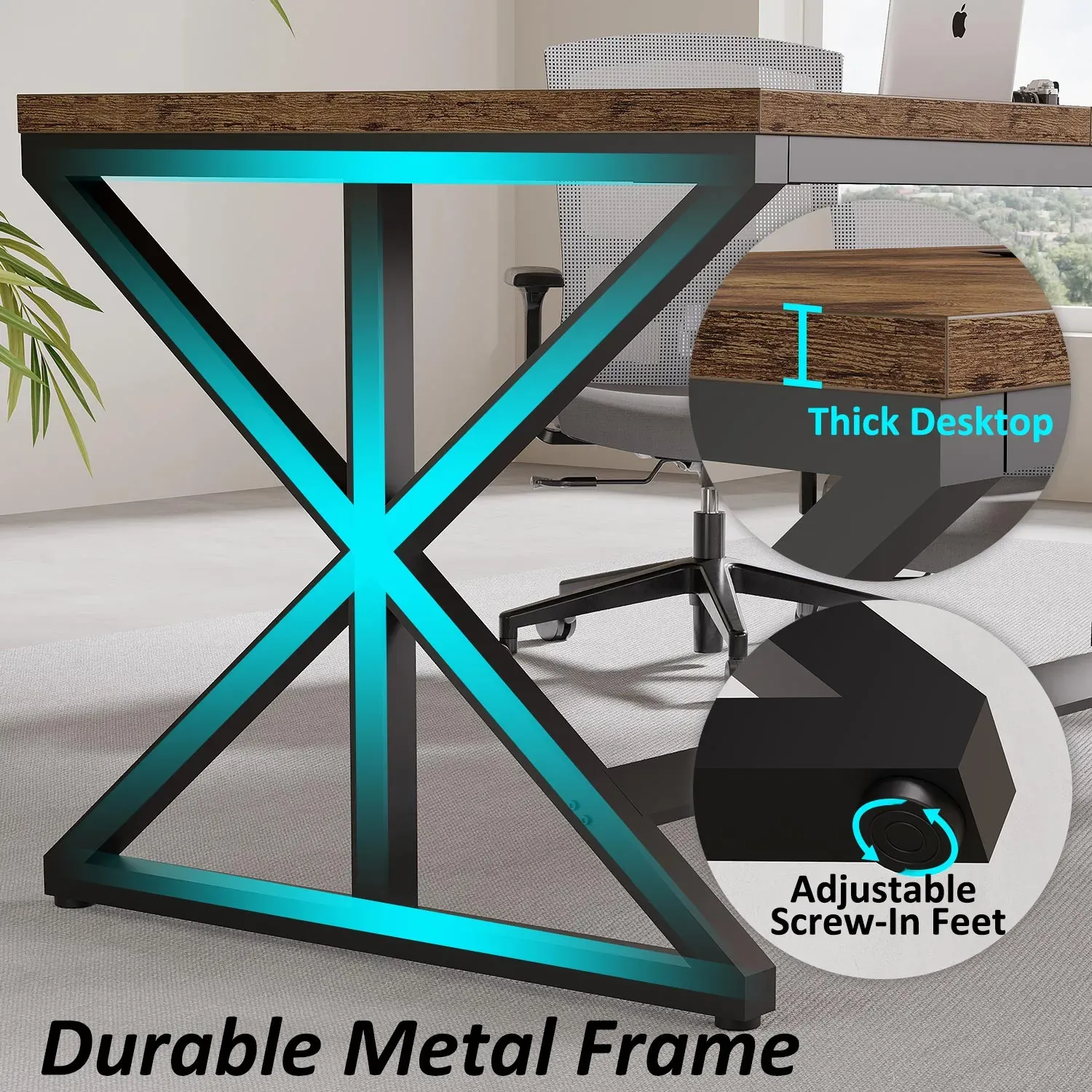 70.86 Inch Computer Desk, Rustic Brown _07