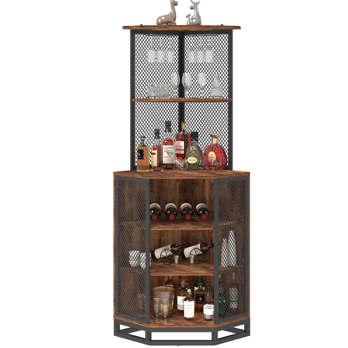 Eck Bar Cabinet mat Upassung Regal Späichere, Rustikal brong_01