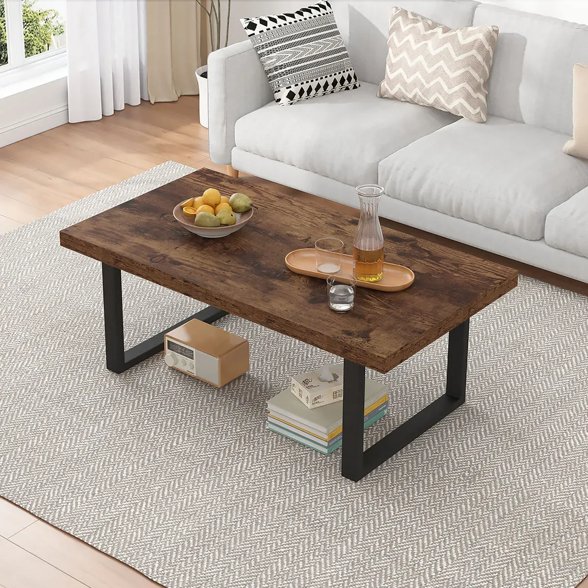 Industriële salontafel, Rustiek bruin, 39 Inch_01