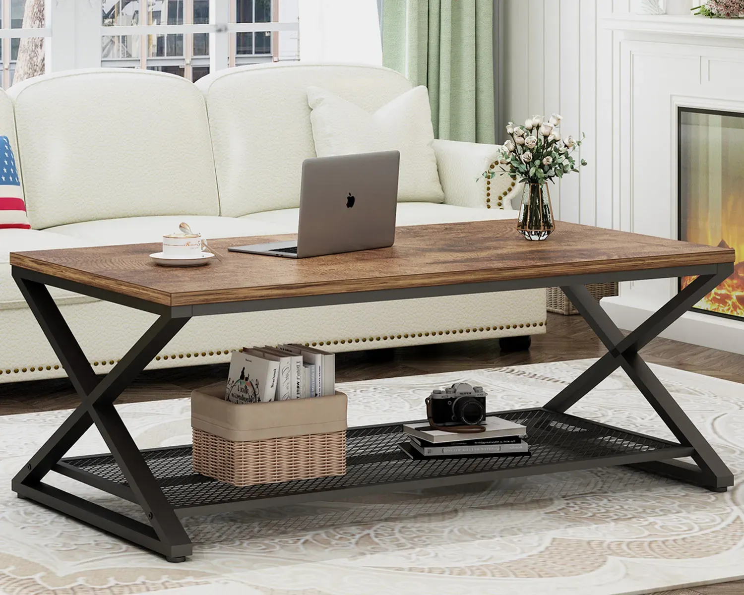X janm ki gen fòm 2 Tab kafe nivo, Rustic mawon, 47 Inch_02