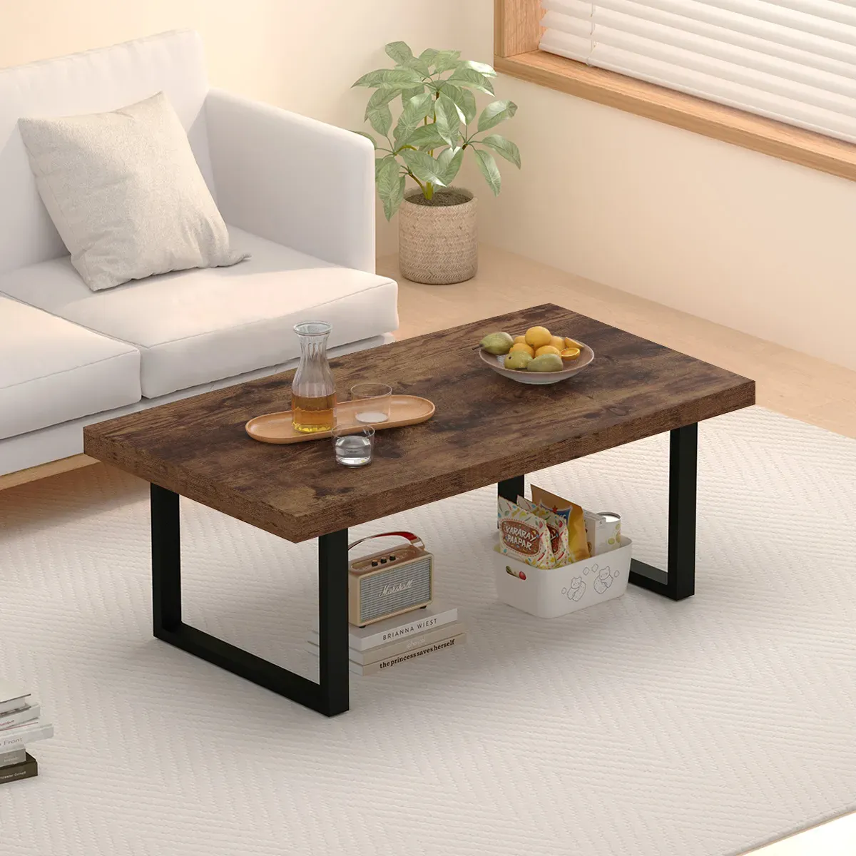Industriële salontafel, Rustiek bruin, 39 Inch_02