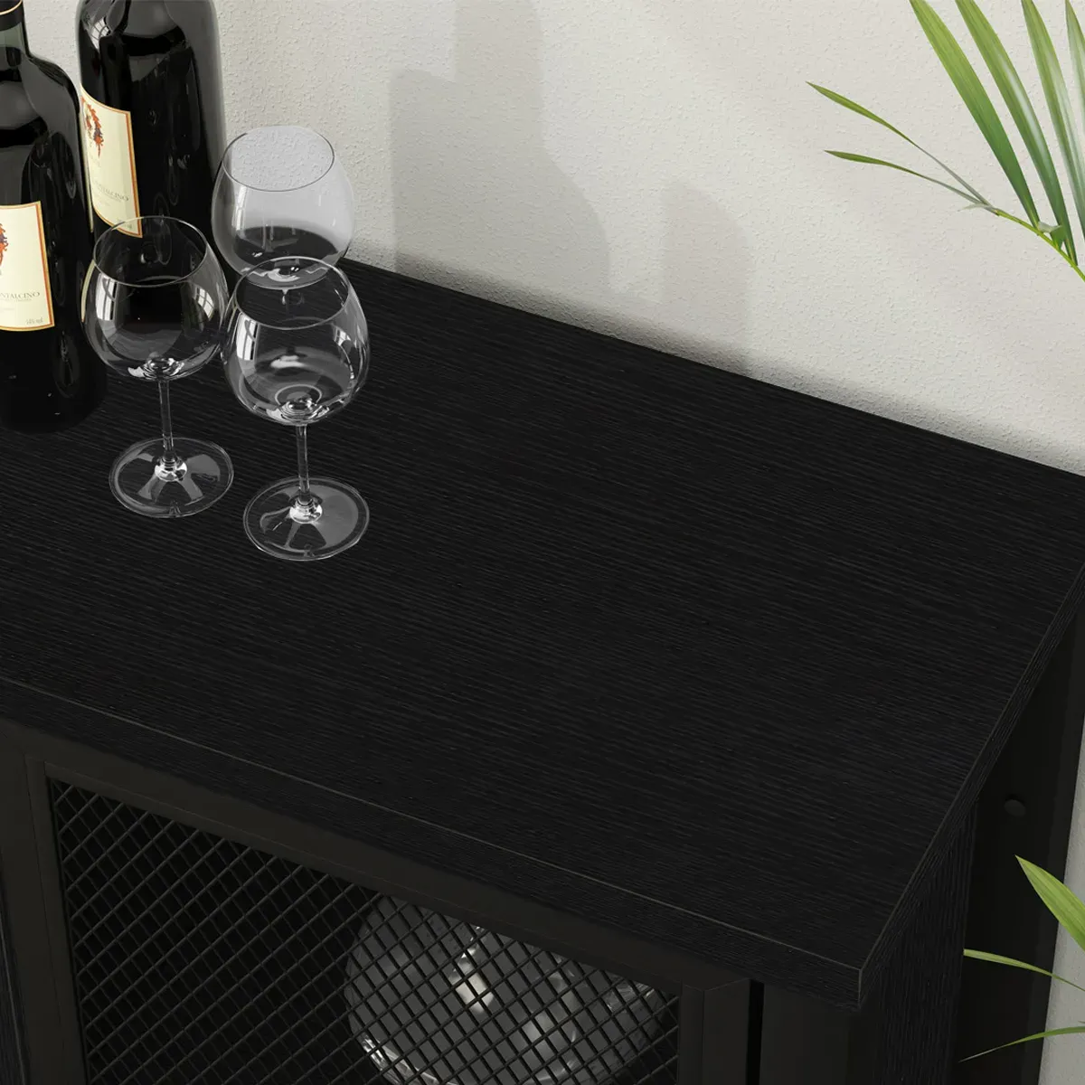 Vínbarskápur fyrir áfengi og gleraugu, Black Oak_03