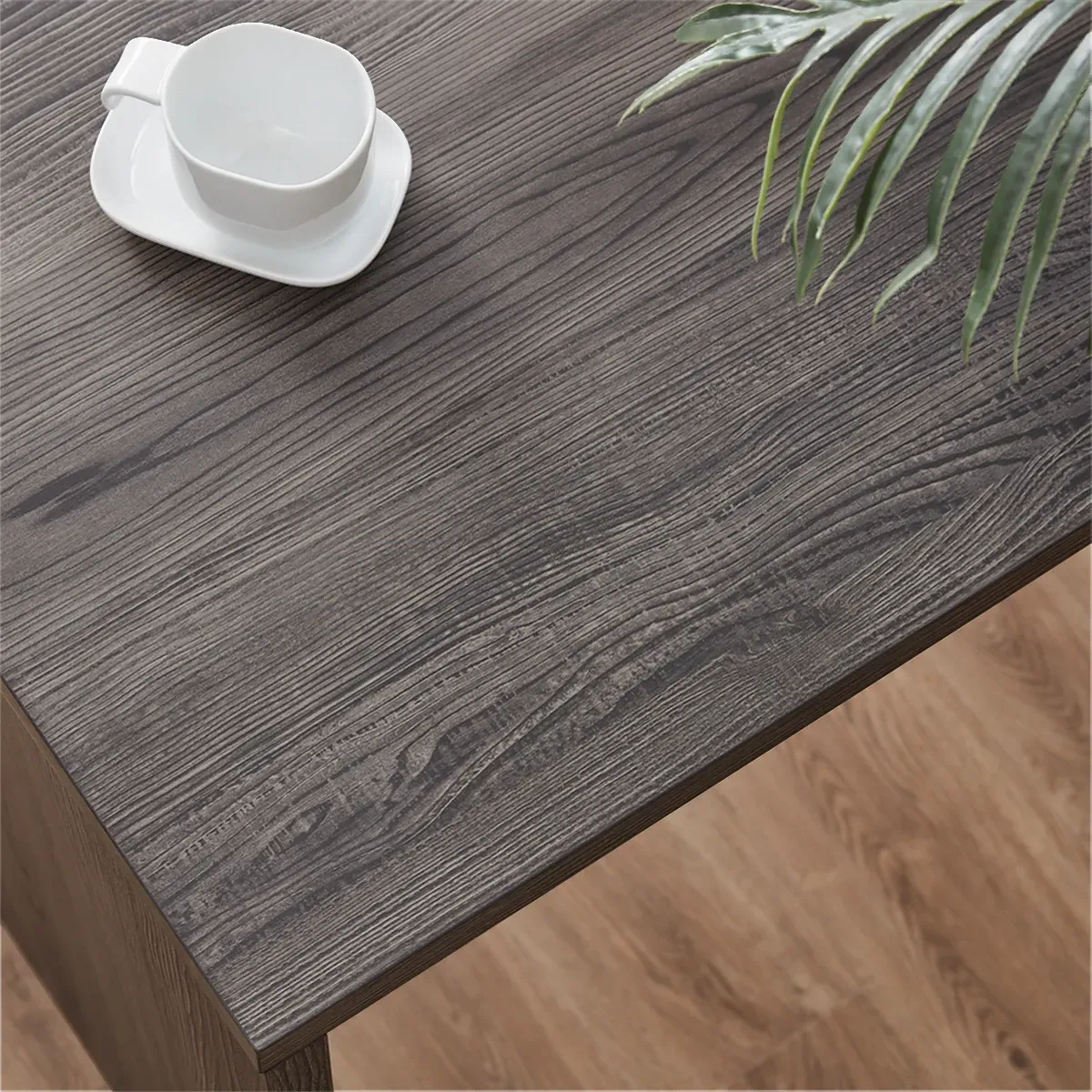 L em forma 360 Girando a mesa de computador com 3 Gavetas, Oak cinza escuro_03