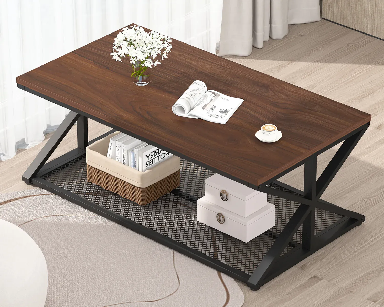 Tafura yekofi nekuchengetedza, Walnut, 47 Inch_03