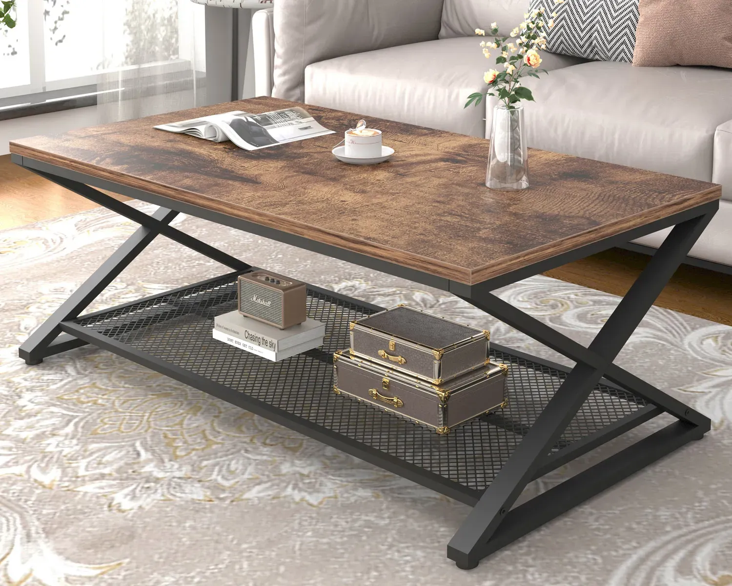 X janm ki gen fòm 2 Tab kafe nivo, Rustic mawon, 47 Inch_03