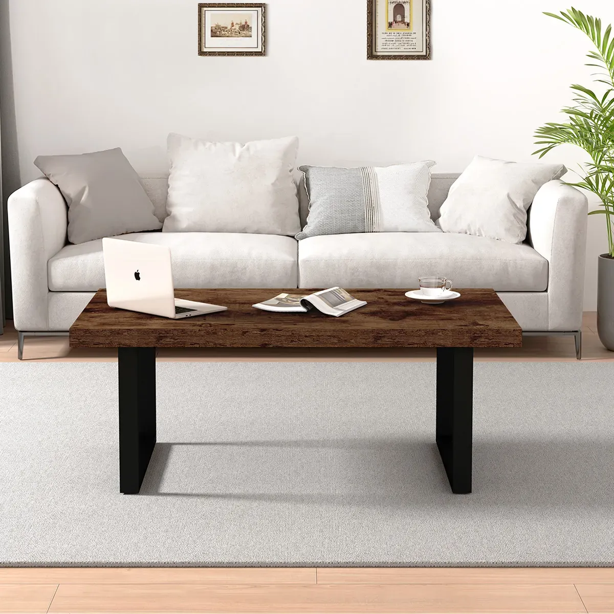 Industriële salontafel, Rustiek bruin, 39 Inch_03