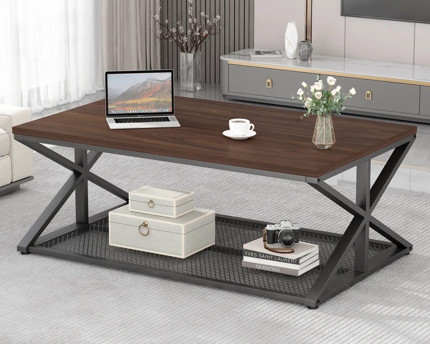 Tafura yekofi nekuchengetedza, Walnut, 47 Inch_04
