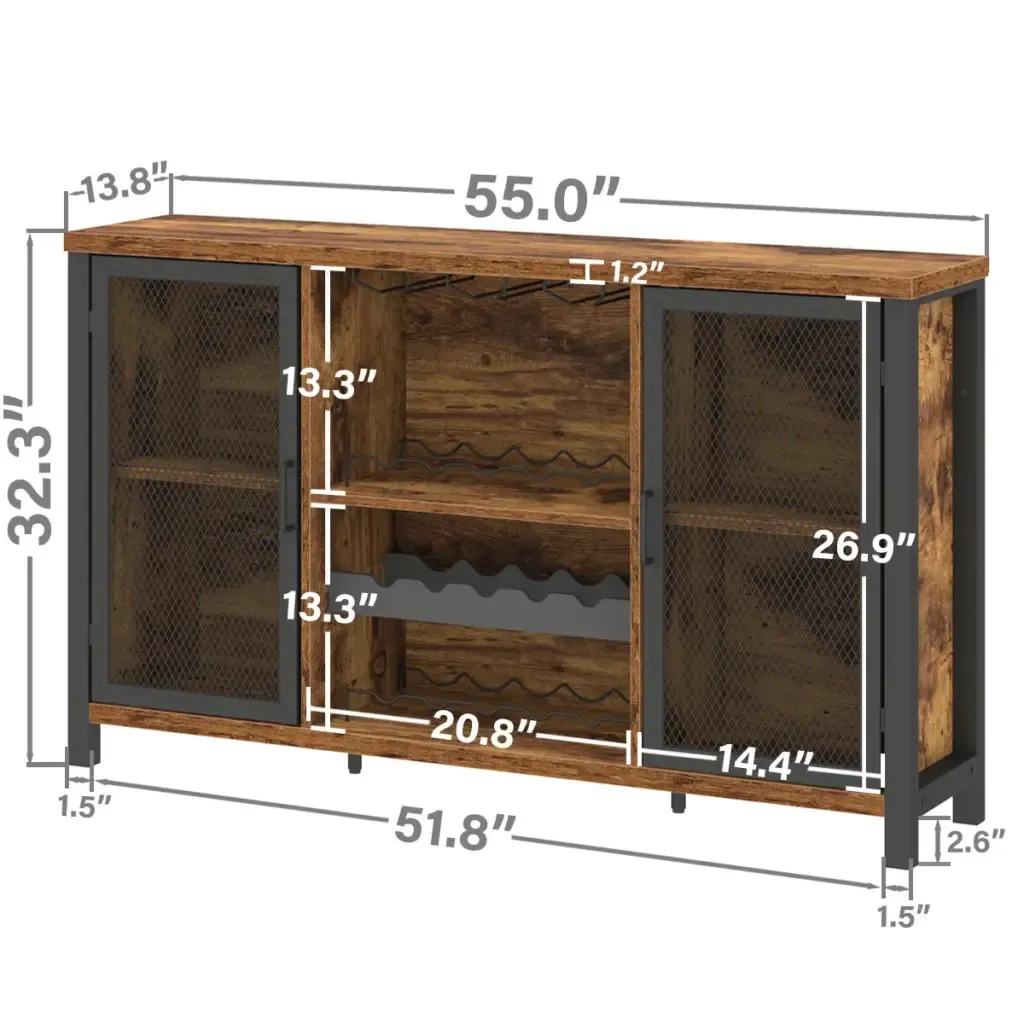 Wäin Bar Cabinet fir Likör a Brëller LRustikal brongesign Toptrue Rustic Wine Bar Cabinet showcasing storage and design