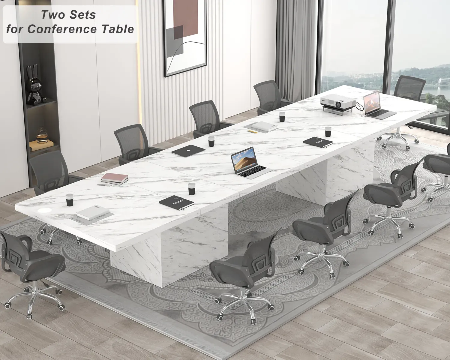 Itafula le-T-Shape Flaw Faux Marble Dining Dining, 78.74 Umuthi ophakathi 05