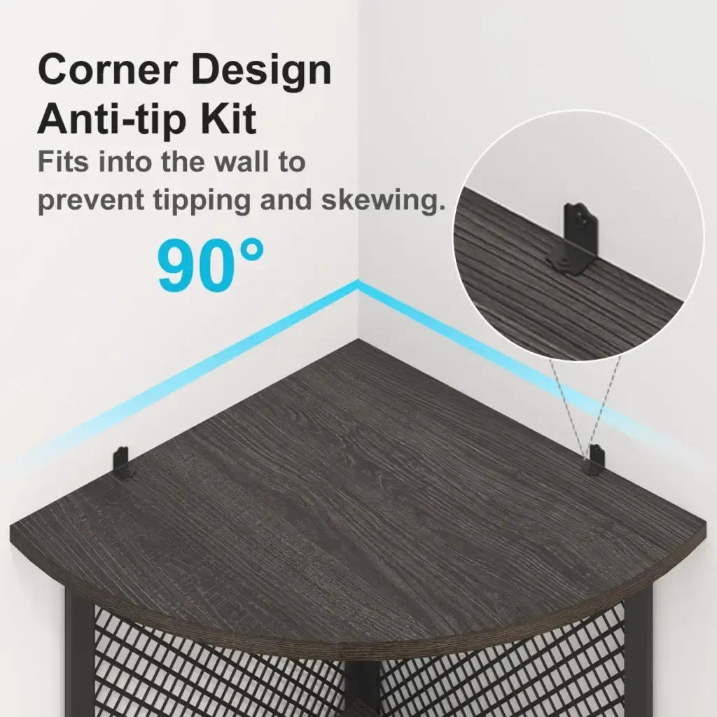 کابینت نوار گوشه ای با ذخیره Ù‚ÙØ³Ù‡ تنظیم, بلوط خاکستری تیرهه خاکستری تیره Corner Bar Cabinet with Adjustble Shelf Storage, Dark Gray Oak_04