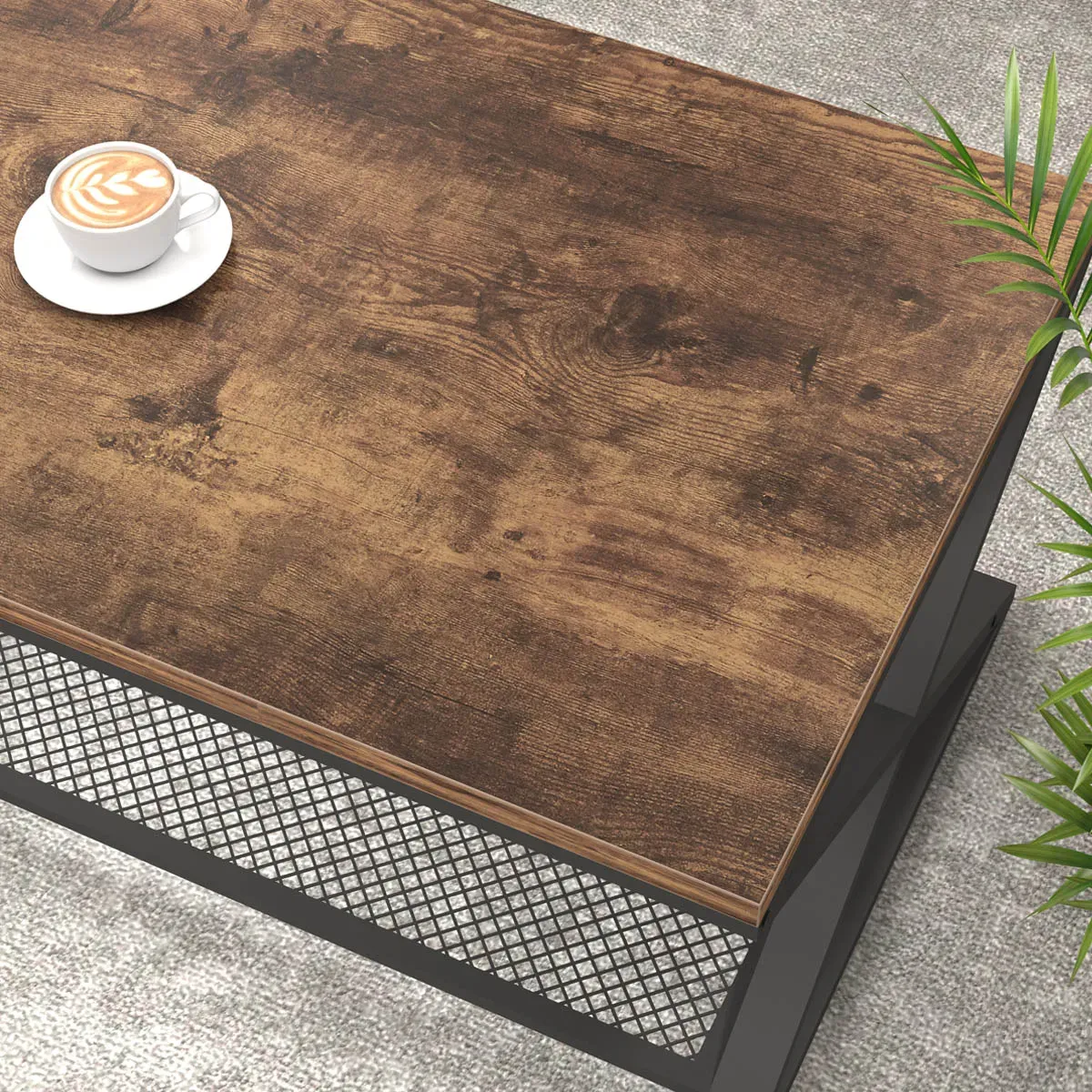 X janm ki gen fòm 2 Tab kafe nivo, Rustic mawon, 47 Inch_06