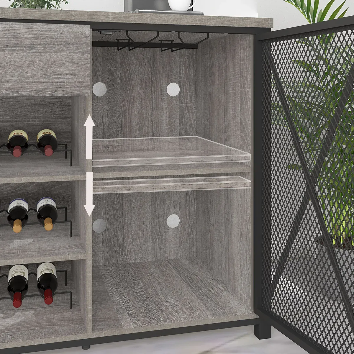 70.86†Gabinete vino yéetel u espacio nevera, Sáasil gris Oak_06