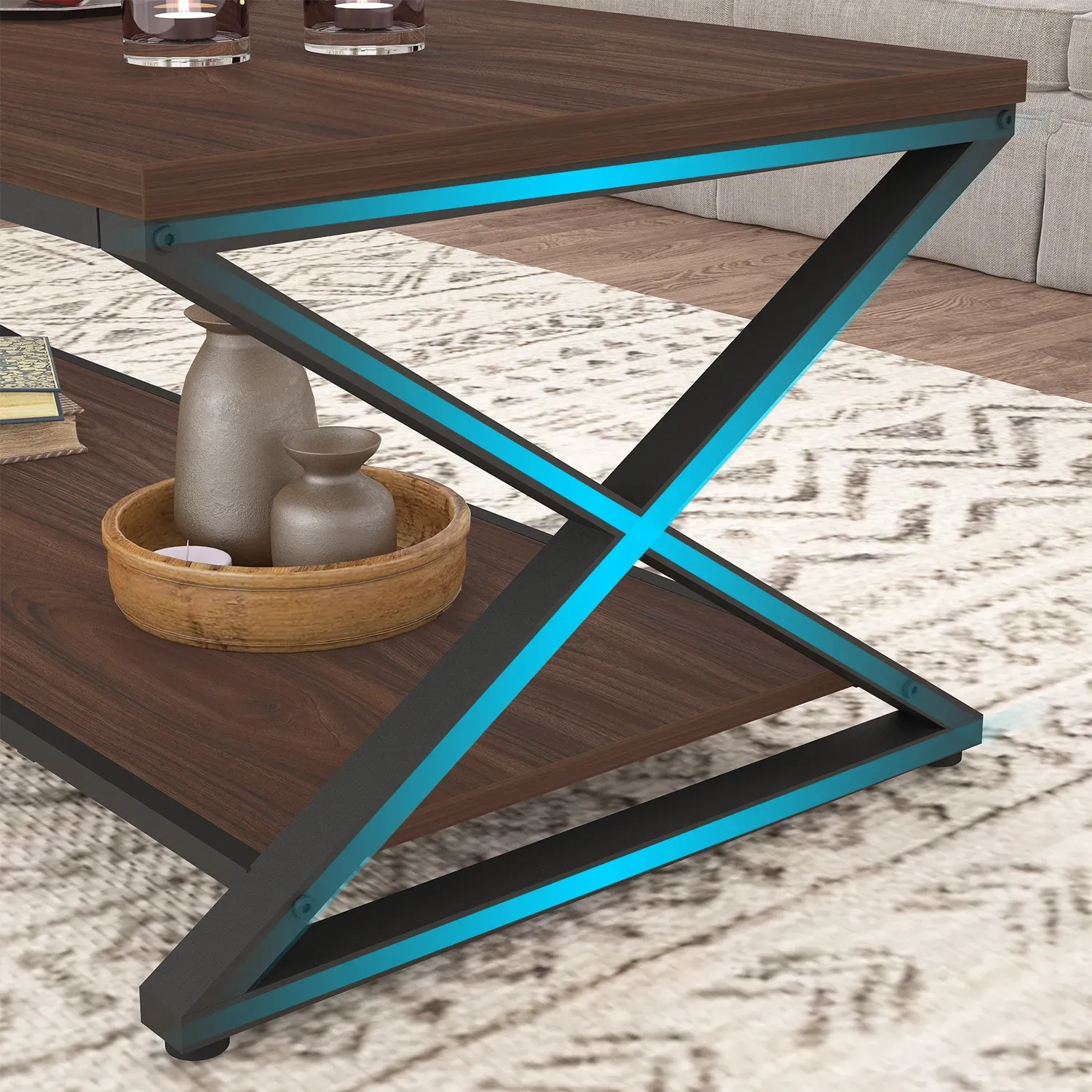 X формадагы аÑк кофе таблицаÑÑ‹ киштә белән, Жаңгак, 39 Inch_06