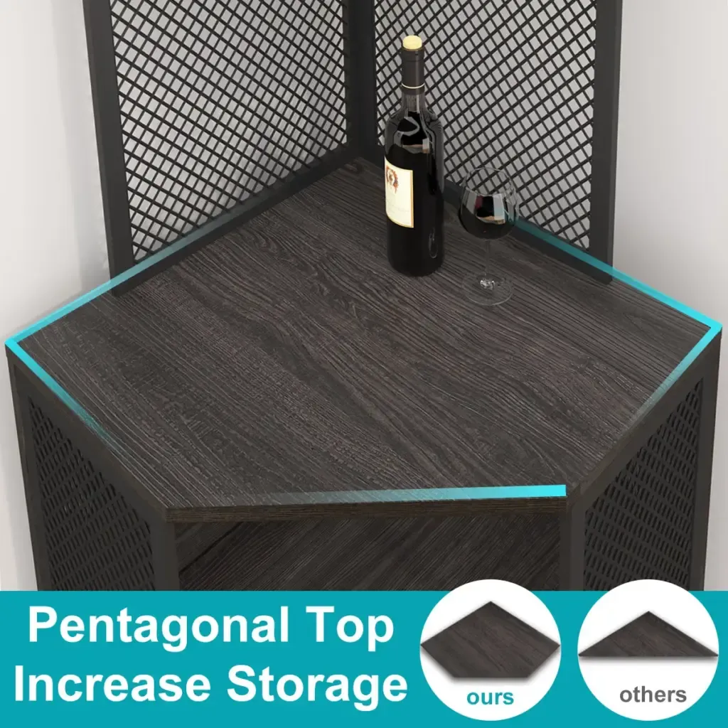 کابینت نوار گوشه ای با ذخیره Ù‚ÙØ³Ù‡ تنظیم, بلوط خاکستری تیرهŒ تیره بلوط_05 Corner Bar Cabinet with Adjustble Shelf Storage, Dark Gray Oak_05