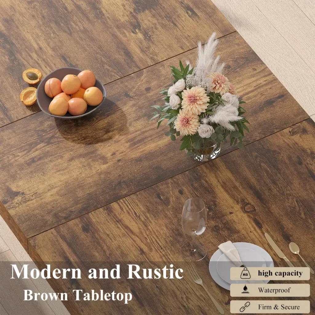 PamwamTebulo lodyeramo Oak DBUCKRY BRAD komanso Black Oakak 1 Toptrue 78.74 Inch Rustic Oak Dining Table - Main View