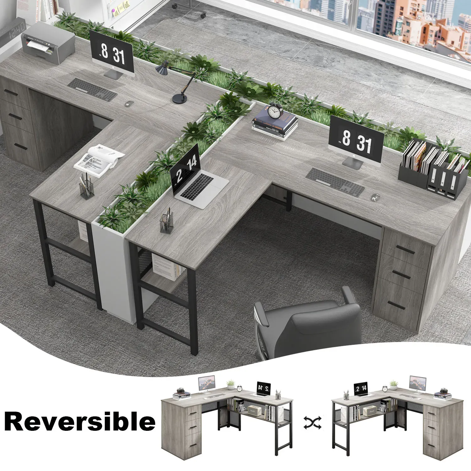 L hugis desk na may mga cabinets ng file, Light Grey Oak_07