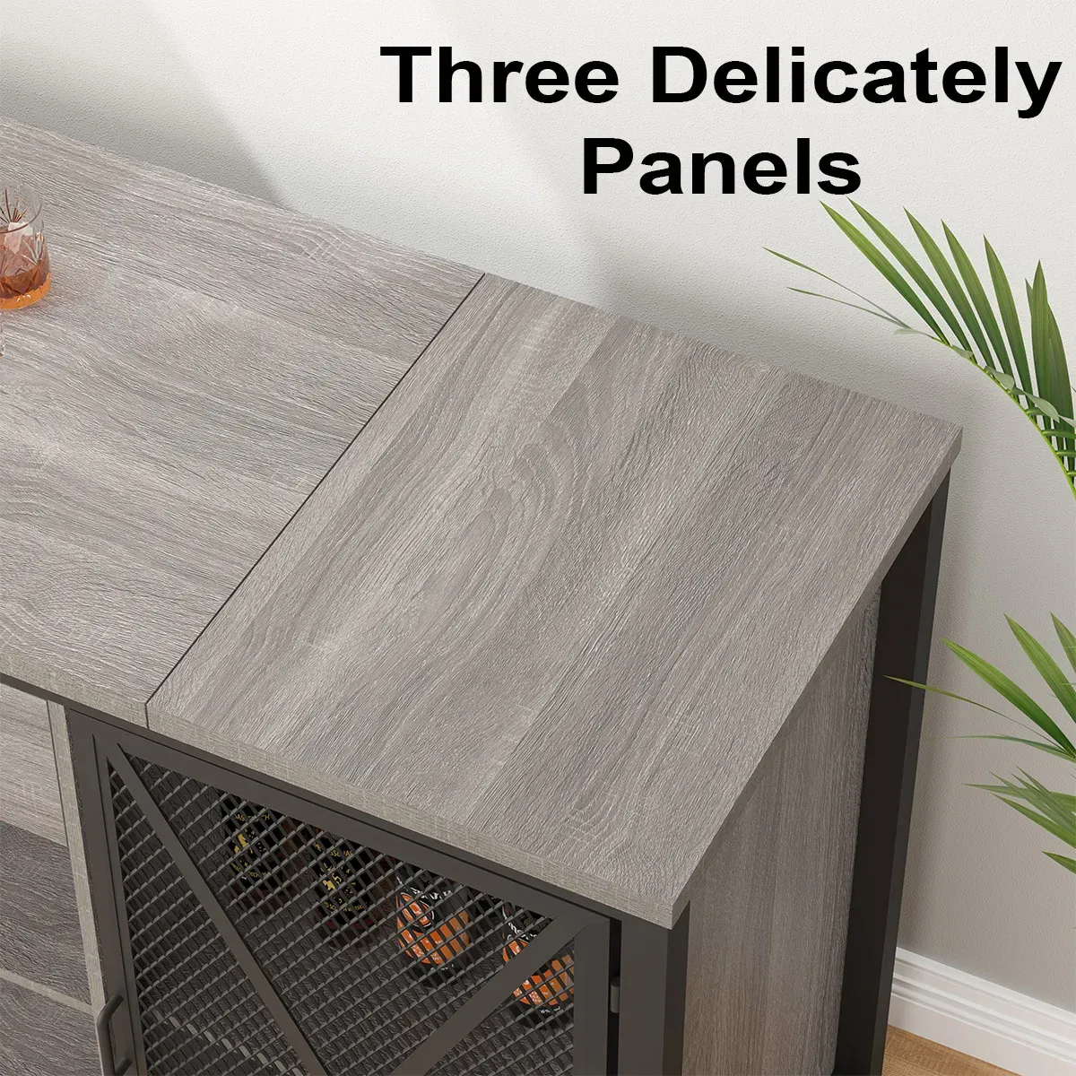70.86†Gabinete vino yéetel u espacio nevera, Sáasil gris Oak_10