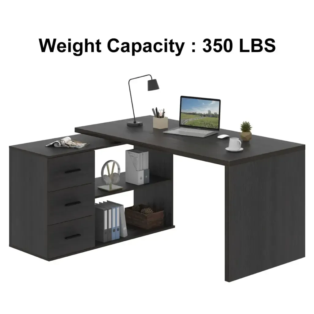 L em formae praGirando a mesa de computador come mGavetastrOak cinza escuroDark Gray Oak 2 Toptrue desk storage drawers and shelving