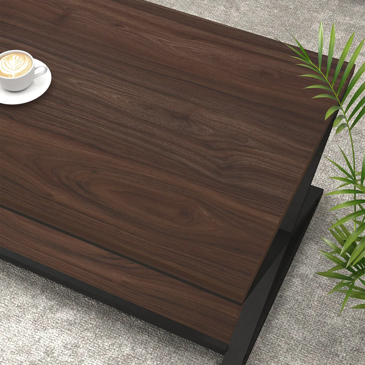 X Hugis ng Leg Coffee Table na may istante, Walnut, 47 Inch_12