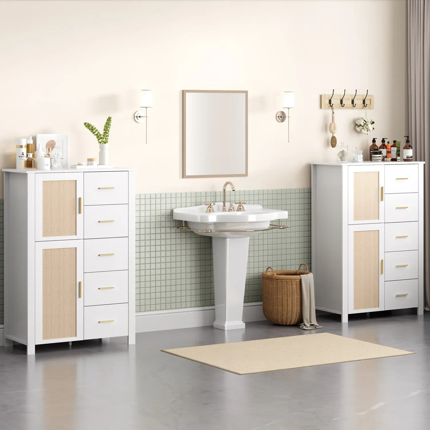 5 Ящик комода Rattan зберіганнÑ, Білий дуб_14