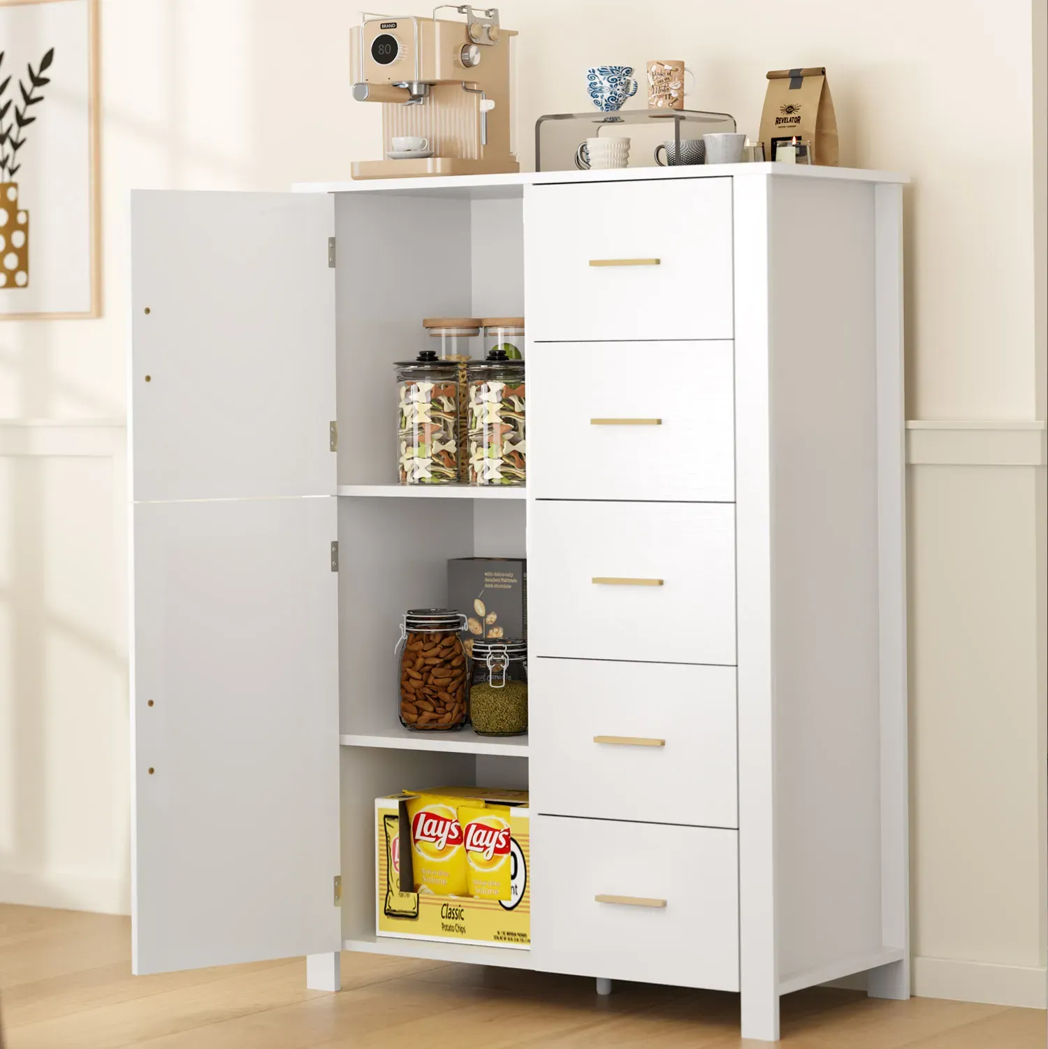 5 Ящик комода Rattan зберіганнÑ, Білий дуб_15