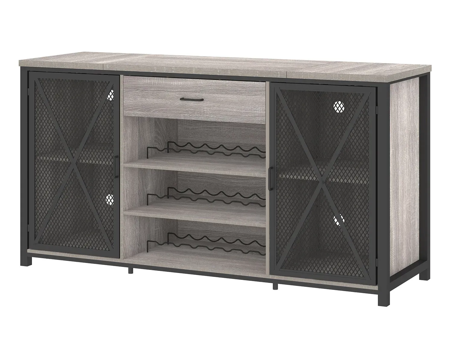 70.86†Gabinete vino yéetel u espacio nevera, Sáasil gris Oak_17