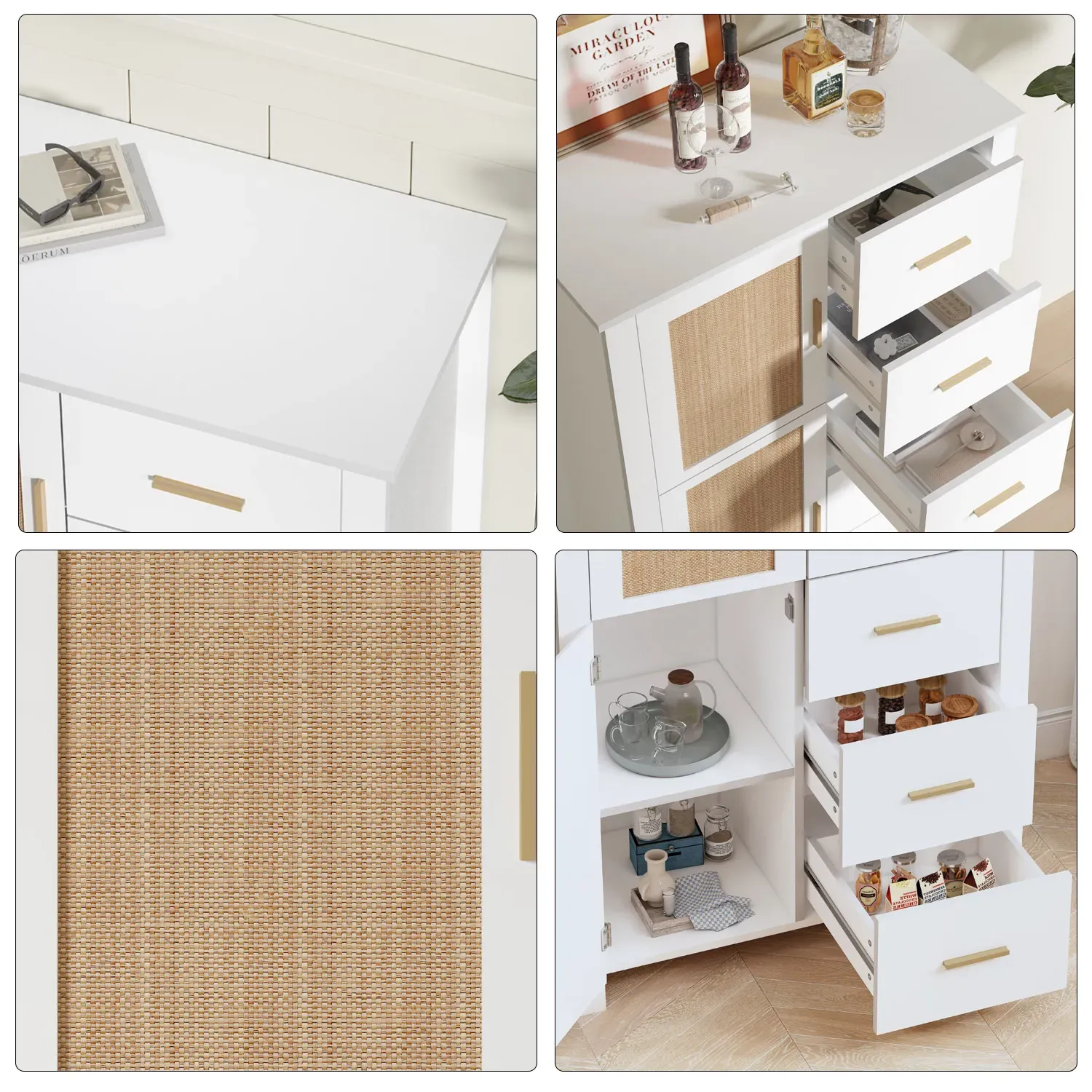 5 Ящик комода Rattan зберіганнÑ, Білий дуб_05