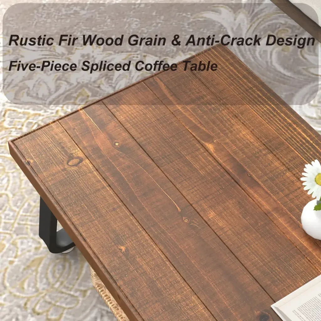 Stolik kawowy z litego drewna nowoCalnej aranżacji salonu Toptrue Coffee Table in a modern living room setting