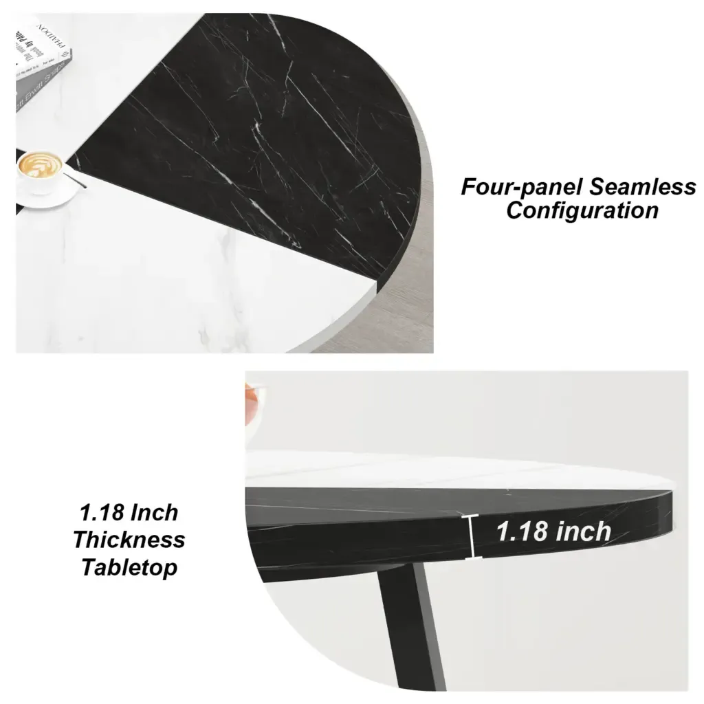 Pyöreä ruokapöytäpö-llaäoIhmisetikValkoinen ja musta faux marmorile, 42.1Tuumach 1 Toptrue Round Dining Table - Elegant Faux Marble Surface
