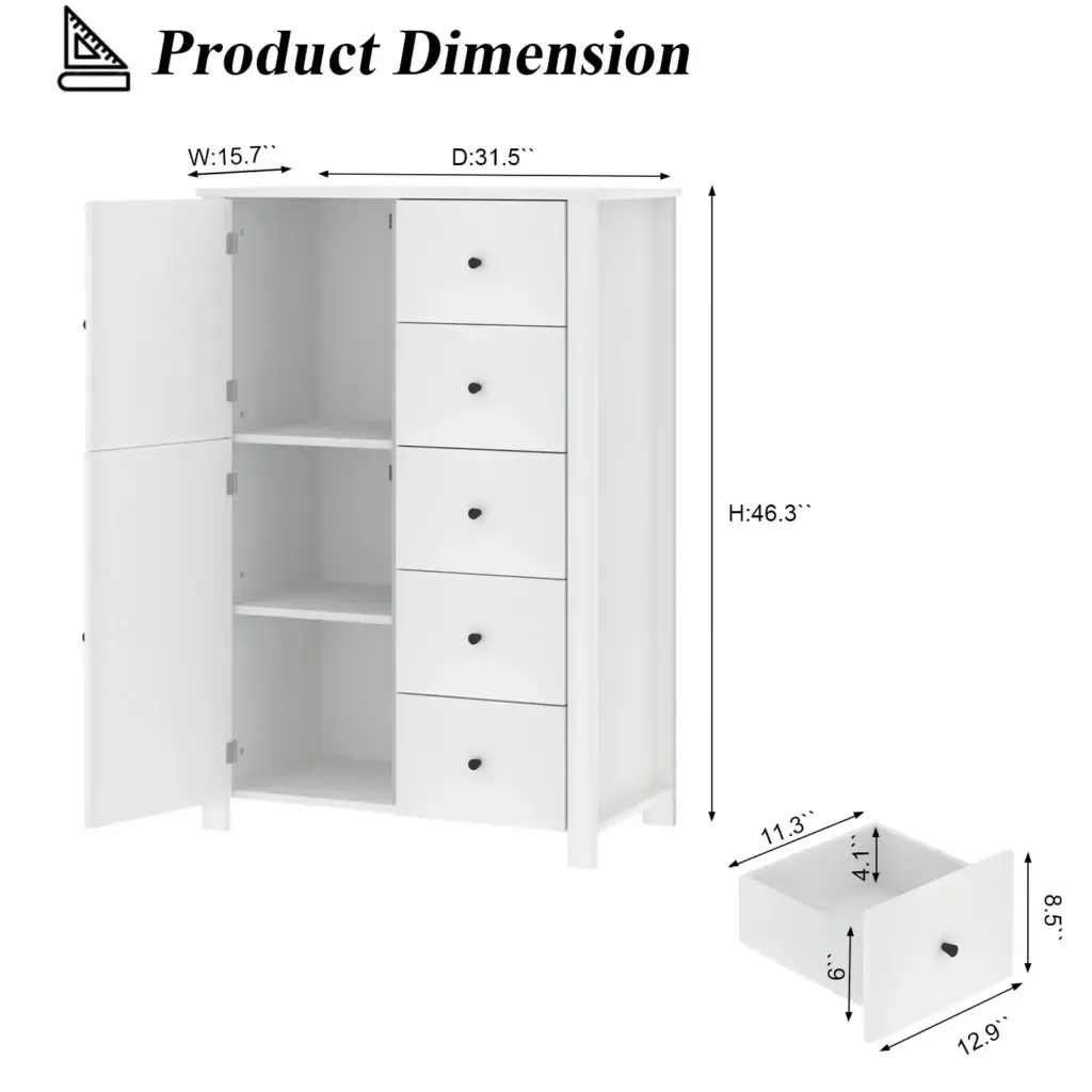 Tuhinga o mua, White okiha taha e whakaatu ana i te silhouette iti Toptrue White Oak Chest of Drawers - Side profile highlighting minimalist silhouette