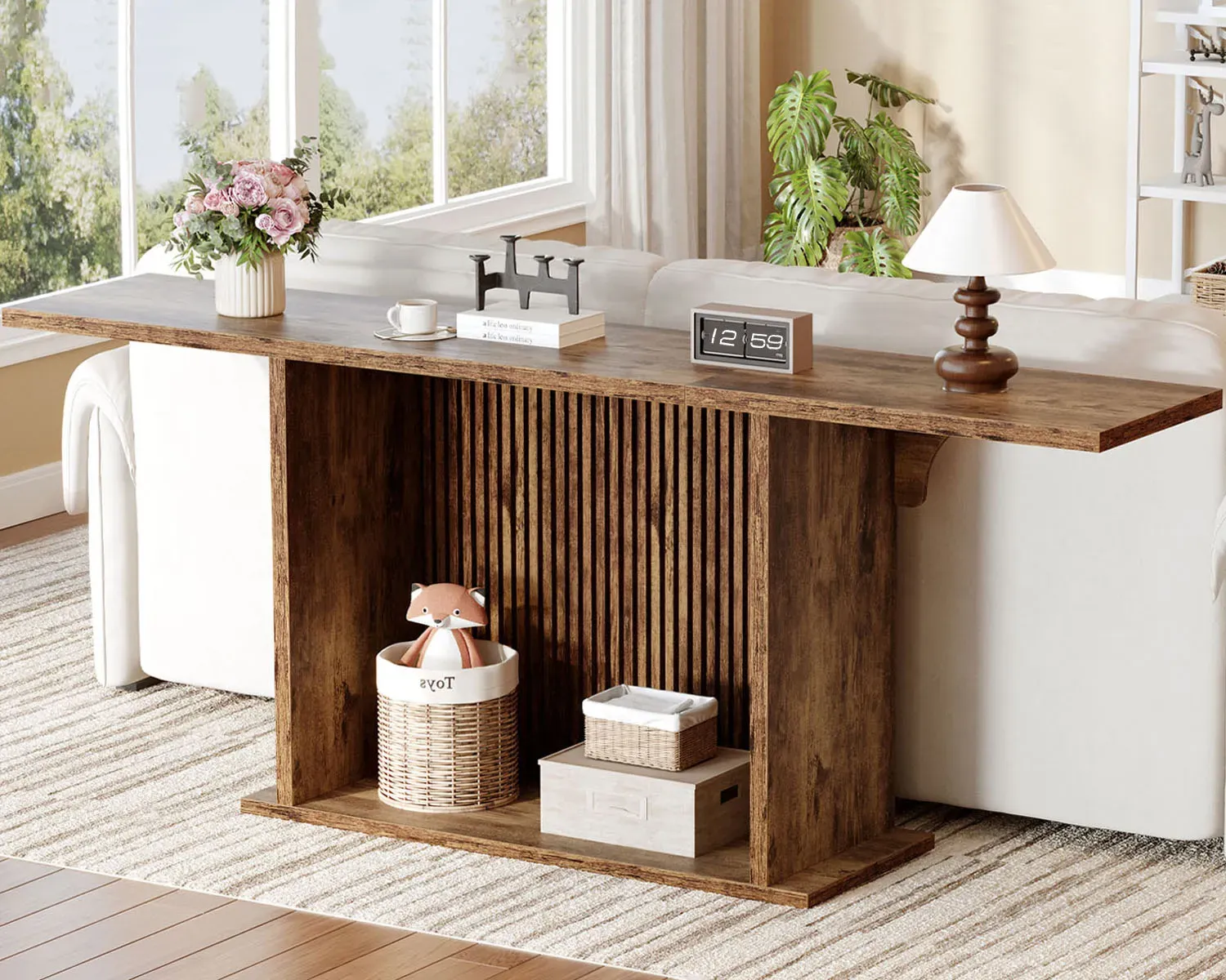 70.9 ຕາຕະລາງ Inch console, Rustic Brown_01