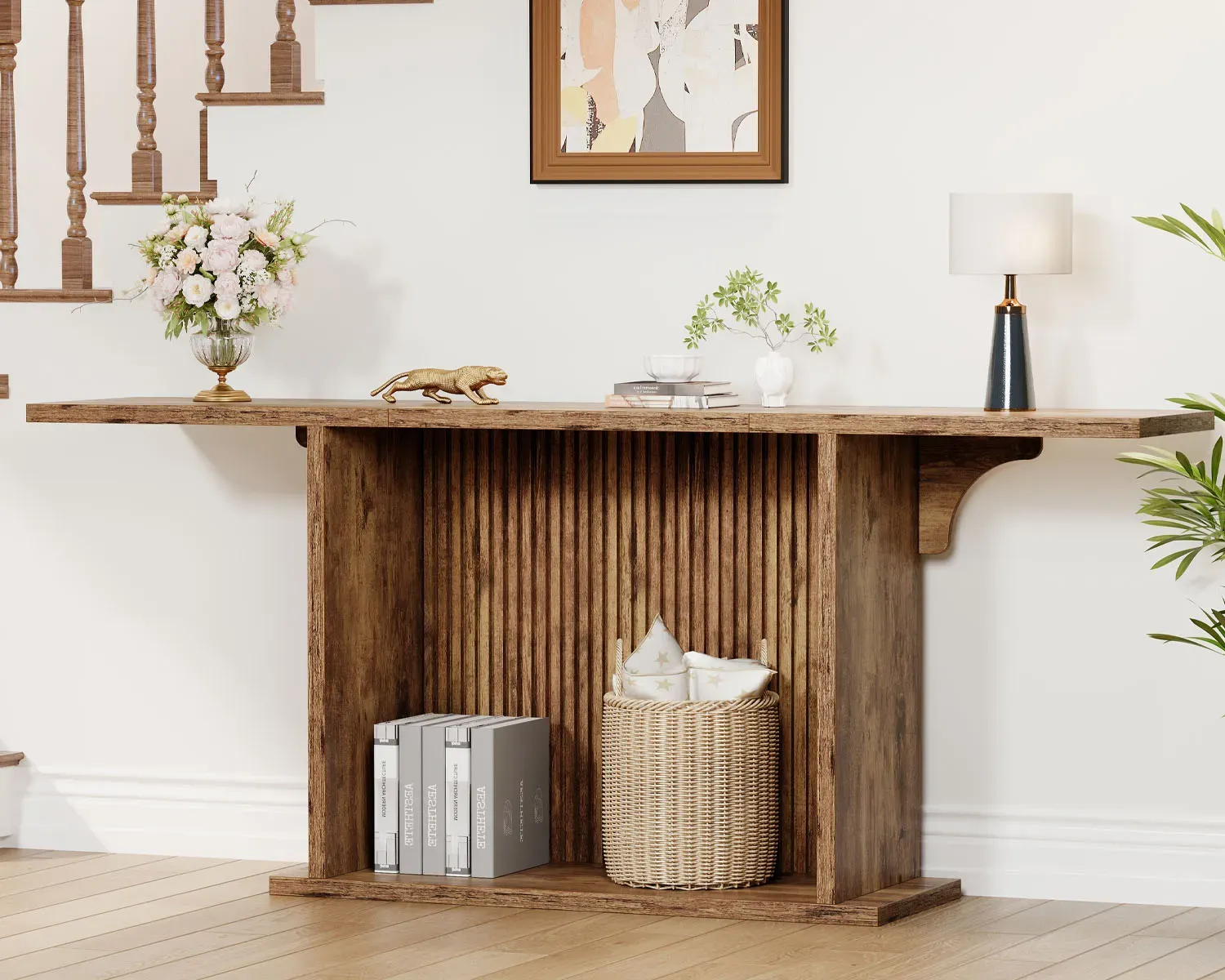 70.9 ຕາຕະລາງ Inch console, Rustic Brown_09