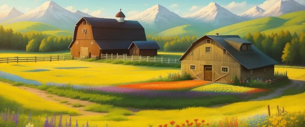 Fall Farm In The Mountains