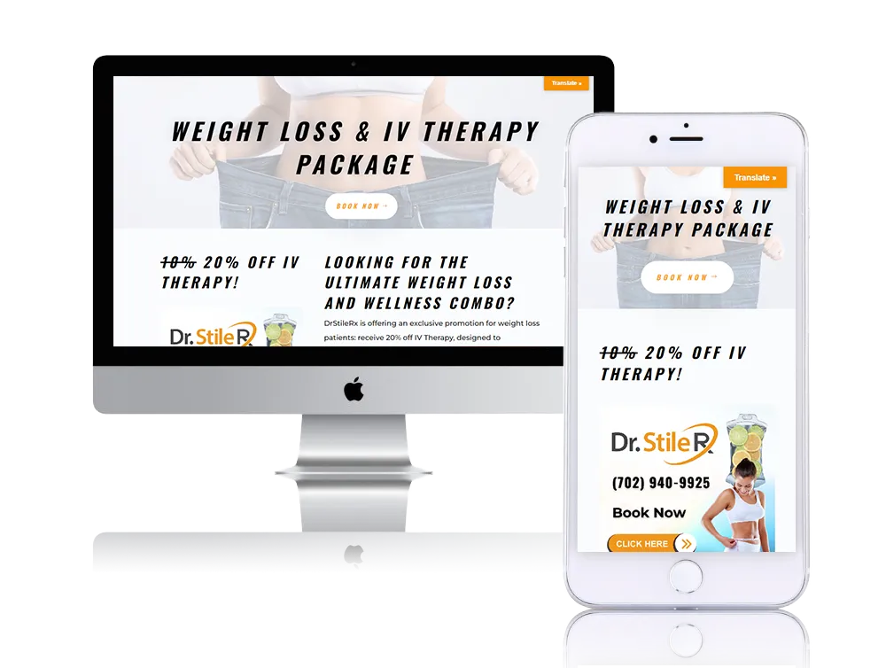 DrStileRx Weight Loss and IV Therapy Package Landing Page Website Screenshot DrStileRx Weight Loss and IV Therapy Package Landing Page Website Screenshot