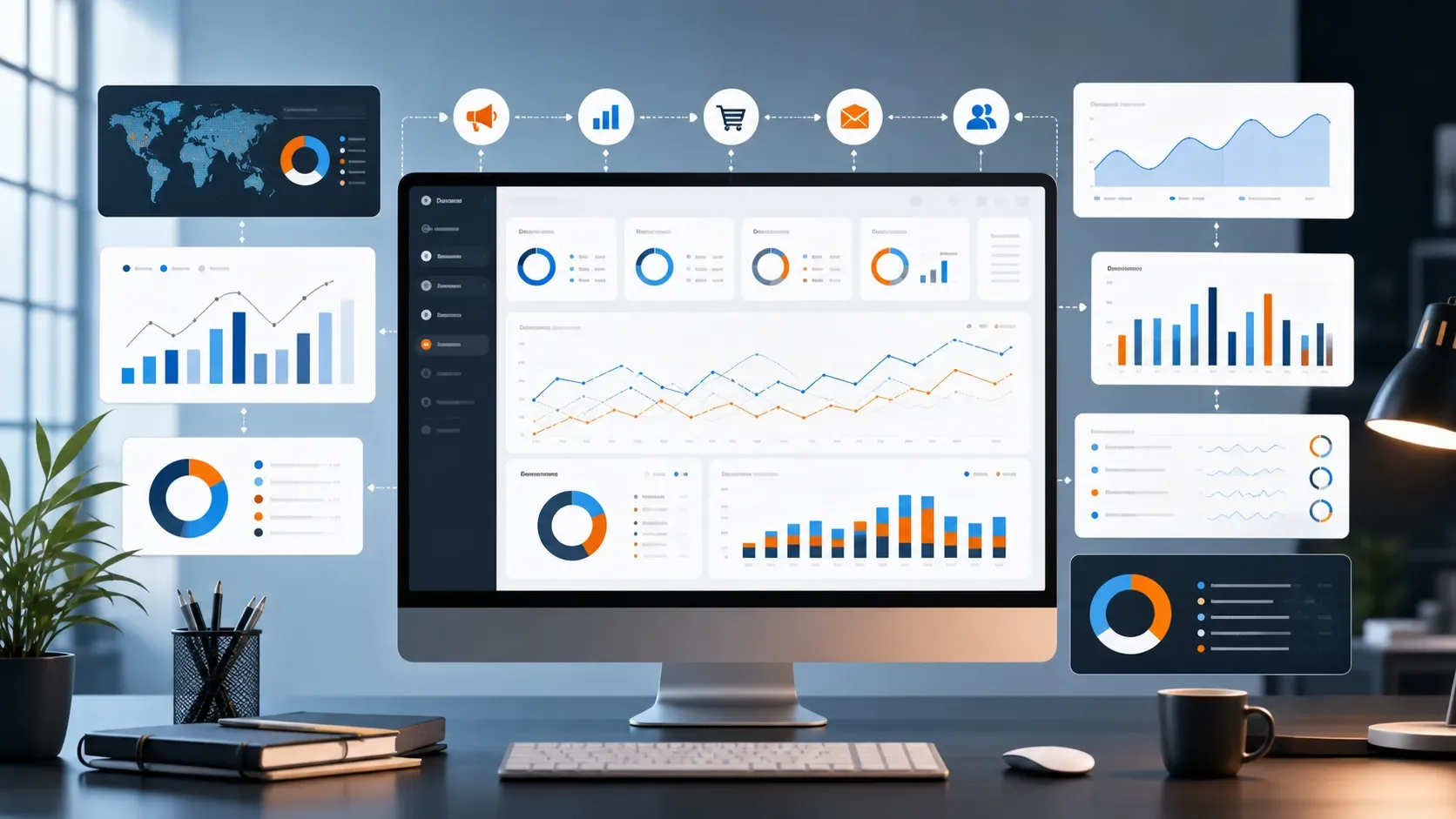 reporting-dashboard-tools-agencies-2026-featured Marketing reporting dashboard with KPI charts client report panels and multi channel analytics modules