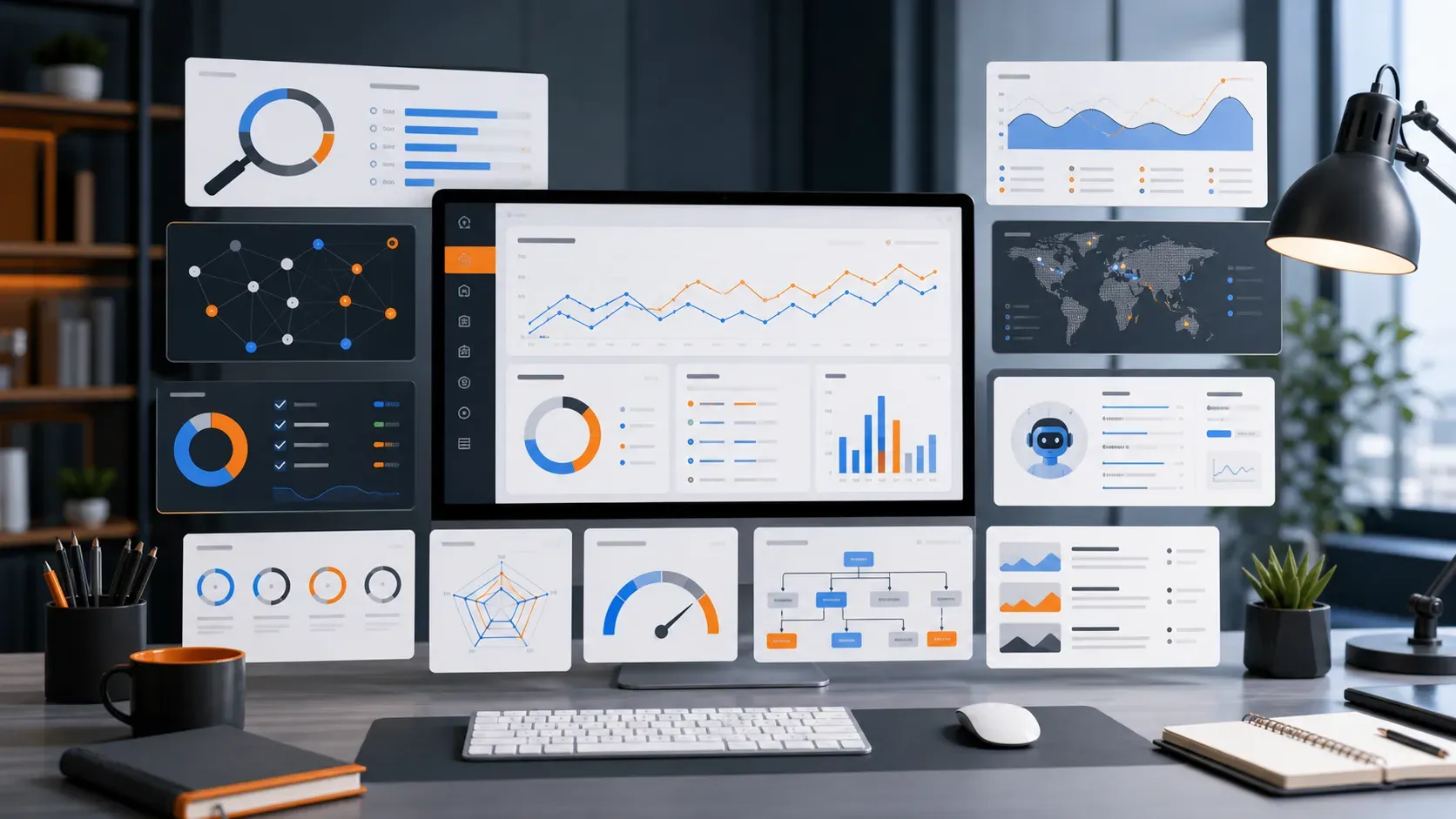 seo-tools-agencies-2026-featured SEO tools dashboard with keyword research site audit rank tracking backlink network and AI search visibility modules