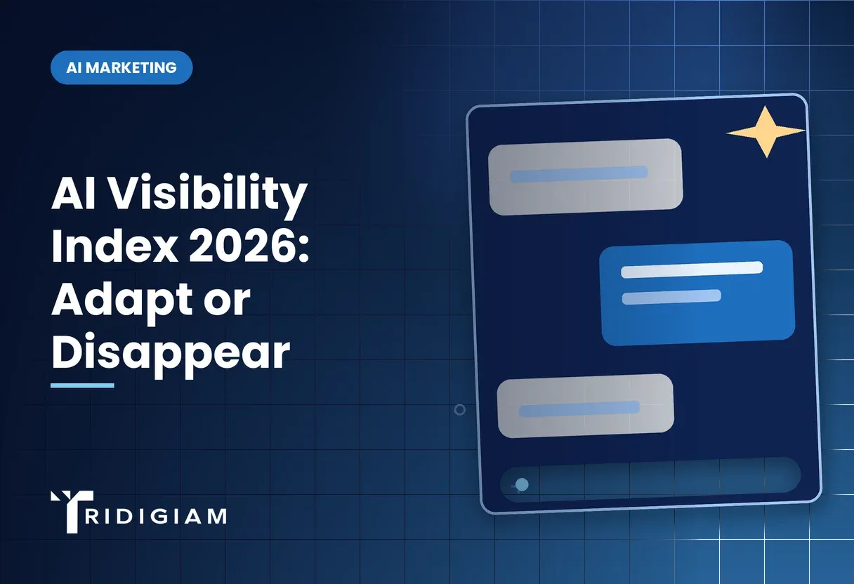 AI Visibility Index 2026: Adapt or Disappear AI chat window with message bubbles for AI Visibility Index 2026: Adapt or Disappear