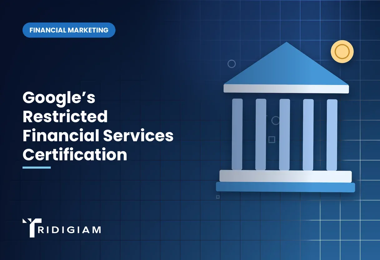 Google’s Restricted Financial Services Certification Bank building with columns for Google’s Restricted Financial Services Certification
