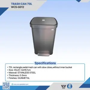 Trash can with pedal for hands-free waste disposal.