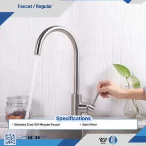 Stainless steel 304 regular faucet with a smooth satin finish, designed for commercial and medical facility use