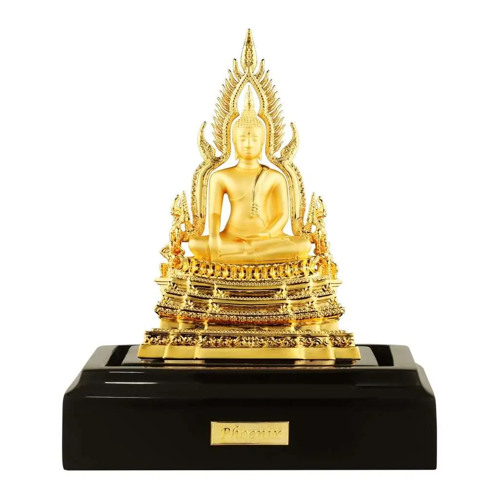 24K Gold Plated Statue Phoenix Metal Phra Budda Chinnarath (2 INCH Lap)