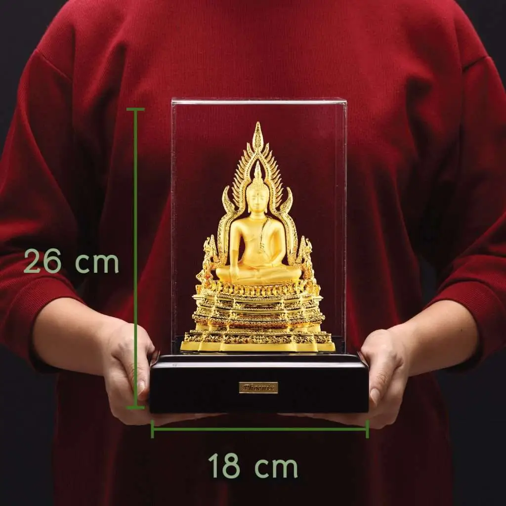 24K Gold Plated Statue Phoenix Metal Phra Budda Chinnarath (2 INCH Lap)