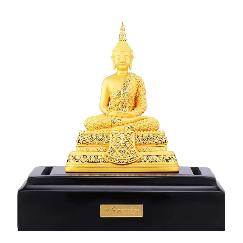 24K Gold Plated Statue Phoenix Metal Jade Buddha - Rainy Season Uniform (2 INCH Lap)